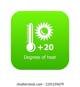 Heat icon green vector isolated on white background