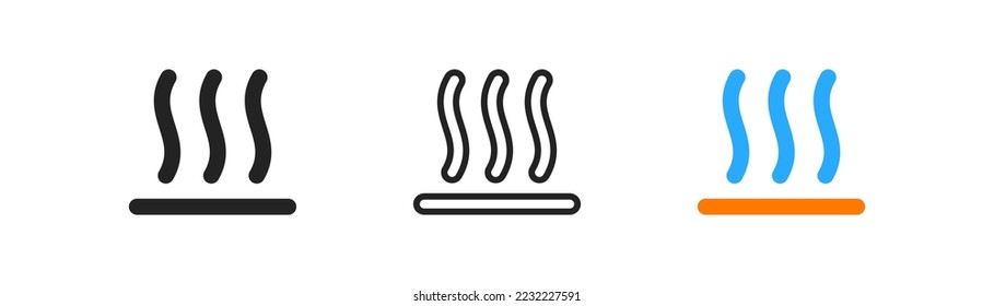 Heat icon on white background. Hot temperature sign. Evaporation flow, oven, heater symbol. Colored flat design. Vector illustration.