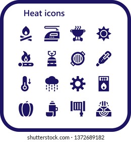 heat icon set. 16 filled heat icons.   