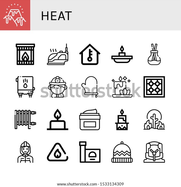 Heat Icon Set Collection Lava Fireplace Stock Vector Royalty Free