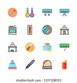 heat icon set. vector set about thermometers, thermometer, thermos and air conditioner icons set.