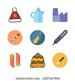heat icon set. vector set about chilli, meteor, thermometer and cutter icons set.
