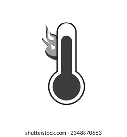 Heat icon. Thermometer with hot temperature icon. Vector illustration. EPS 10.
