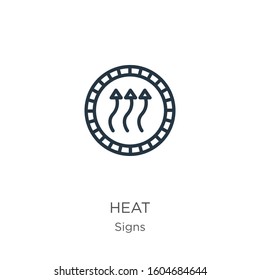 Heat icon. Thin linear heat outline icon isolated on white background from signs collection. Line vector sign, symbol for web and mobile