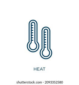 heat icon. Thin linear heat outline icon isolated on white background. Line vector heat sign, symbol for web and mobile