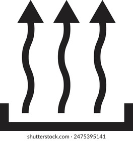 Heat icon with three arrow up . Hot wave icon with three arrows . Vector illustration