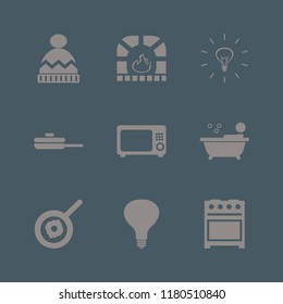 heat icon. heat vector icons set winter hat, microwave, fried egg and pan