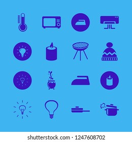 heat icon. heat vector icons set pan, microwave, air conditioner and winter hat