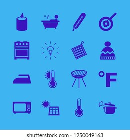 heat icon. heat vector icons set thermometer, grill, fahrenheit and gas stove