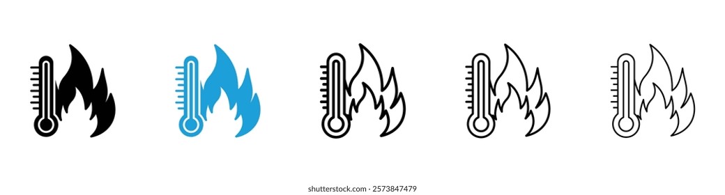 Heat icons in filled and 3 stroke weights