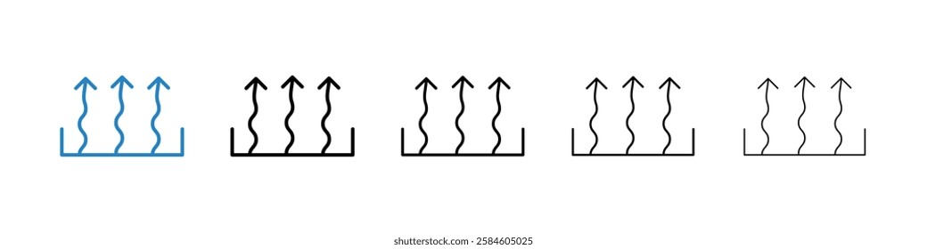 Heat icons in five different stroke sizes