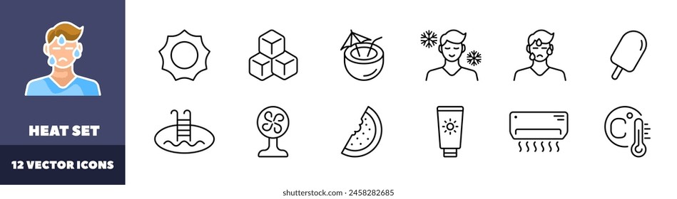 Heat icons set. Linear style. Vector icons