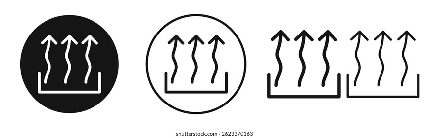 Heat icons set in solid black and stroke line style