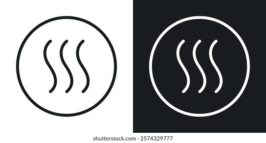 Heat icons in thin black and white stroke liner style