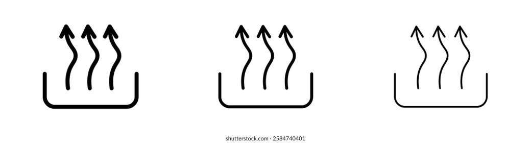 Heat icons in three different stroke lines