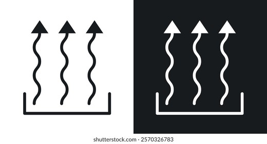 Heat icons vectors set in black. line and flat versions