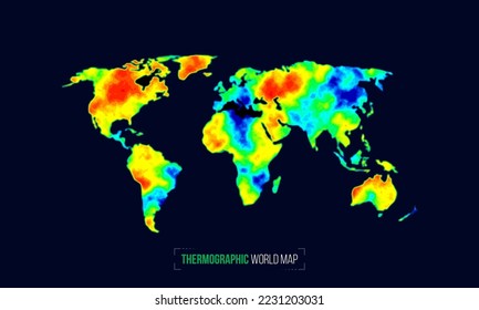 Heat map  Abstract infrared thermographic world map  Vector illustration 
