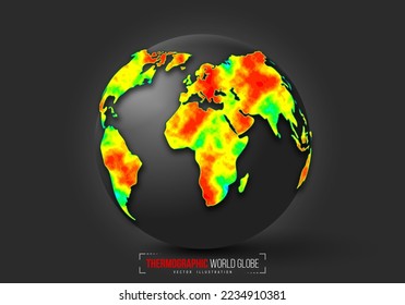 Heat map  Abstract infrared thermographic world globe  Vector illustration 