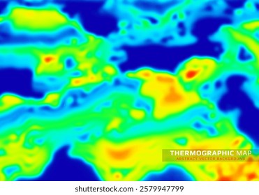 Heat map. Abstract infrared thermographic background. Temperature distribution and data analysis. Thermal imaging concept. Vector illustration.