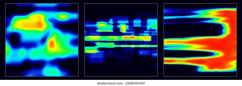 Heat map. Abstract infrared thermographic background. Temperature distribution and data analysis. Thermal imaging concept. Vector illustration.