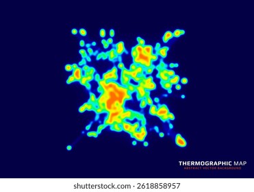 Heat map. Abstract infrared thermographic background. Temperature distribution and data analysis. Thermal imaging concept. Vector illustration.