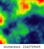 Heat Map Background. Infrared Thermal Camera Landscape Scan. Temperature Scanner Radar Global Warming Concept. Vector Illustration.