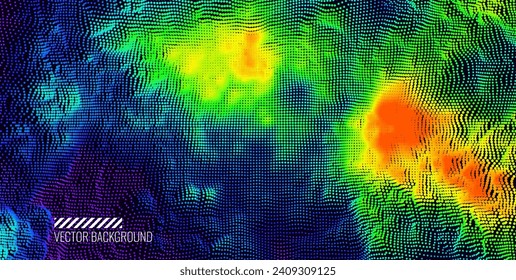 Heat Map Background. Infrared Thermal Camera Landscape Scan. Temperature Scanner Radar Global Warming Concept. Vector Illustration.