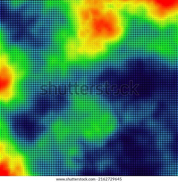 Heat Map Background. Infrared Thermal\
Camera Landscape Scan. Temperature Scanner Radar Global Warming\
Concept. Vector\
Illustration.