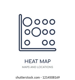 Heat Map Icon. Heat Map Linear Symbol Design From Maps And Locations Collection. Simple Outline Element Vector Illustration On White Background.