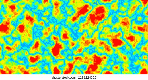 Heat map pattern. Abstract vector thermal spectrum. Hot and cold temperature distribution on landscape. Infrared thermographic background. Global warming concept. Data of temperature scanner