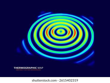Heat map. Ripple surface with infrared thermographic effect. Temperature distribution and data analysis. Thermal imaging concept. Vector illustration.