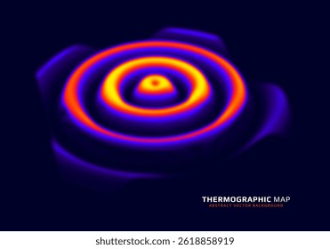 Heat map. Ripple surface with infrared thermographic effect. Temperature distribution and data analysis. Thermal imaging concept. Vector illustration.