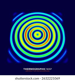 Heat map. Ripple surface with infrared thermographic effect. Temperature distribution and data analysis. Thermal imaging concept. Vector illustration.