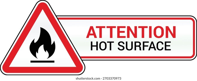Heat material caution warning sign, flammable hazard icon for industrial safety use