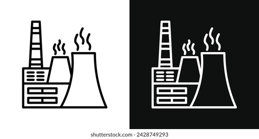 Heat Power Station Icon Set. Vector illustration