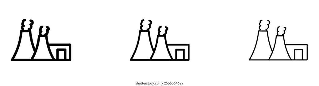 Heat power station icon in tree different line stroke sizes.