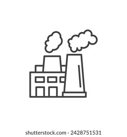 Heat Power Station Vector Line Icon Illustration.