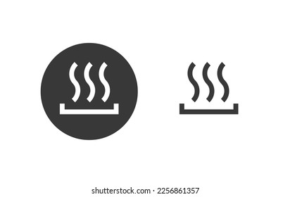 Heat preheat icon vector, simple heating thermal arrows pictogram black button graphic, heated ui line outline art clipart illustration element design circle label badge info sign, heater warm up 