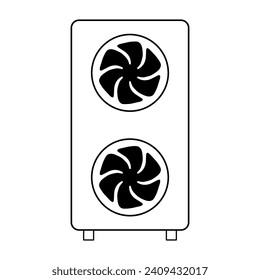 Heat pump air source icon, cooling electric system machine, cool web vector illustration .