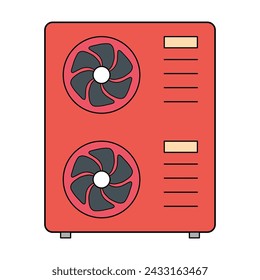 Heat pump air source icon, cooling electric system machine, cool web vector illustration .