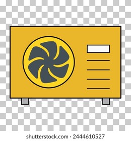 Heat pump air source icon, cooling electric system machine, cool web vector illustration .