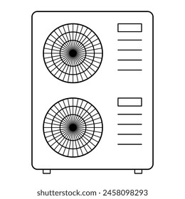 Heat pump air source icon, cooling electric system machine, cool web vector illustration .