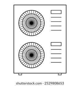 Heat pump air source icon, cooling electric system machine, cool web vector illustration .