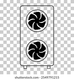 Heat pump air source icon, cooling electric system machine, cool web vector illustration .
