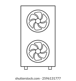 Heat pump air source icon, cooling electric system machine, cool web vector illustration .
