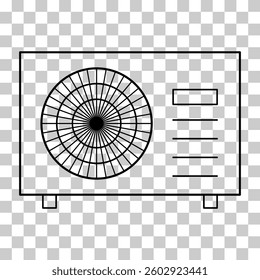 Heat pump air source icon, cooling electric system machine, cool web vector illustration .