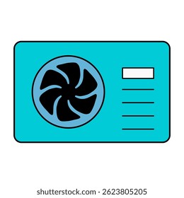 Heat pump air source icon, cooling electric system machine, cool web vector illustration .