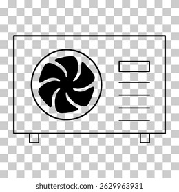 Heat pump air source icon, cooling electric system machine, cool web vector illustration .