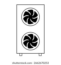 Wärmepumpe Luftquelle Symbol, Kühlung elektrische System Maschine, coole Web-Vektorgrafik .