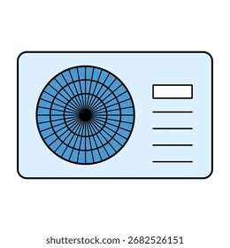 Icono de la fuente de aire de la bomba de calor, máquina de enfriamiento del sistema eléctrico, Ilustración vectorial de Web frío.